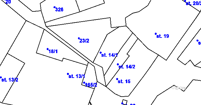 Parcela st. 14/1 v KÚ Krupá u Křesetic, Katastrální mapa