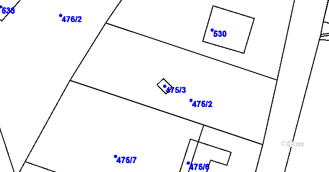 Parcela st. 475/3 v KÚ Křesetice, Katastrální mapa