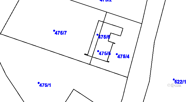 Parcela st. 475/5 v KÚ Křesetice, Katastrální mapa