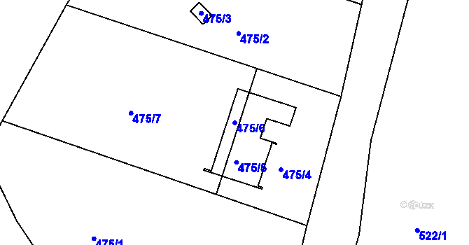 Parcela st. 475/6 v KÚ Křesetice, Katastrální mapa