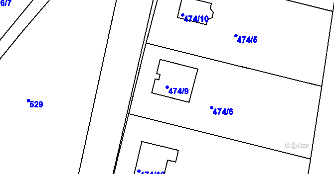 Parcela st. 474/9 v KÚ Křesetice, Katastrální mapa