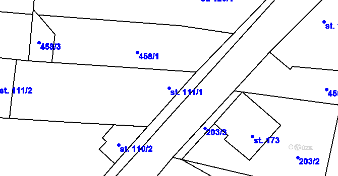 Parcela st. 111/1 v KÚ Křesín, Katastrální mapa