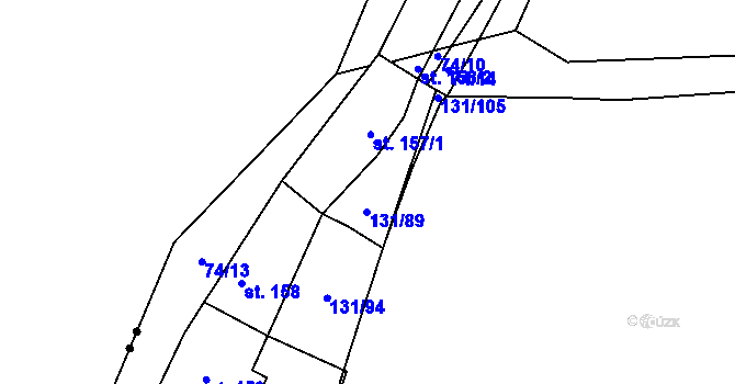 Parcela st. 74/4 v KÚ Křesín, Katastrální mapa