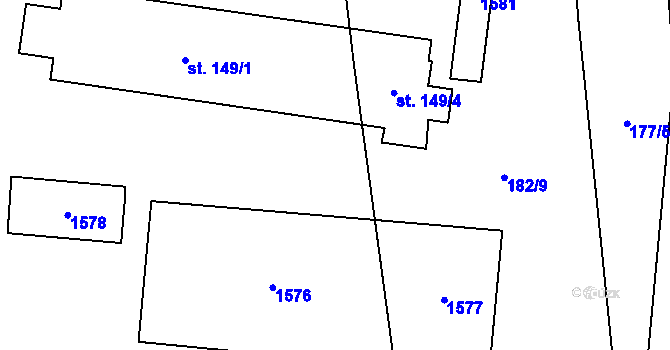 Parcela st. 182/14 v KÚ Křesín, Katastrální mapa