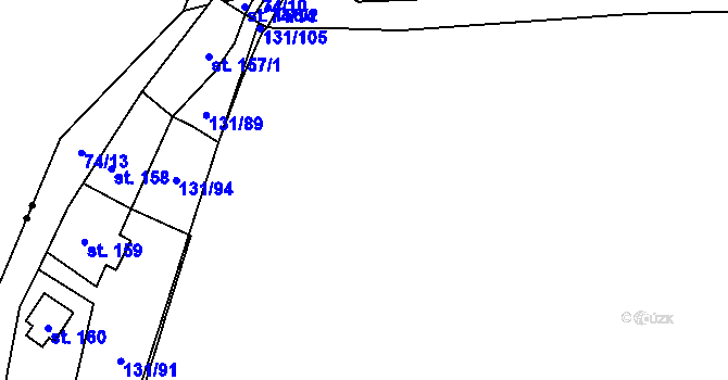 Parcela st. 131/101 v KÚ Křesín, Katastrální mapa