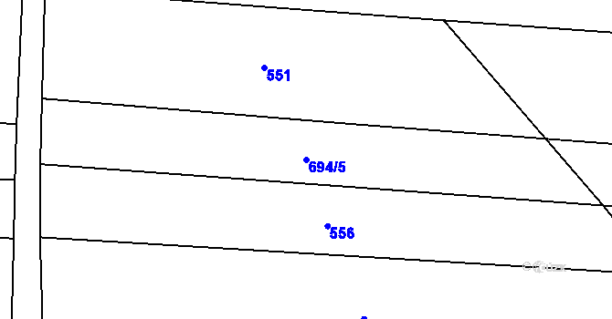 Parcela st. 694/5 v KÚ Křesín, Katastrální mapa
