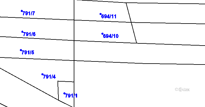 Parcela st. 694/9 v KÚ Křesín, Katastrální mapa