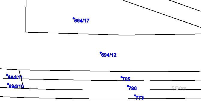 Parcela st. 694/12 v KÚ Křesín, Katastrální mapa