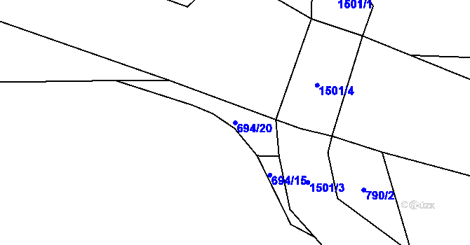 Parcela st. 694/20 v KÚ Křesín, Katastrální mapa