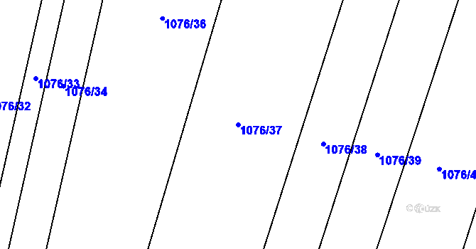 Parcela st. 1076/37 v KÚ Křesín, Katastrální mapa