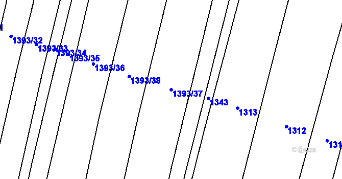 Parcela st. 1393/37 v KÚ Křesín, Katastrální mapa