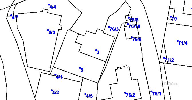 Parcela st. 3 v KÚ Křeslice, Katastrální mapa