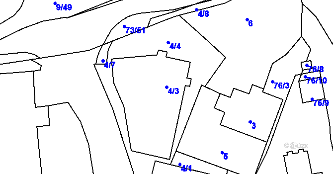 Parcela st. 4/3 v KÚ Křeslice, Katastrální mapa