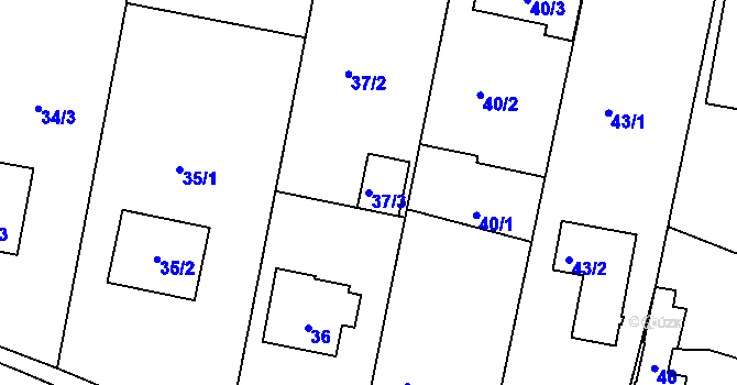 Parcela st. 37/3 v KÚ Křeslice, Katastrální mapa