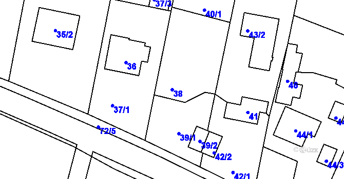 Parcela st. 38 v KÚ Křeslice, Katastrální mapa