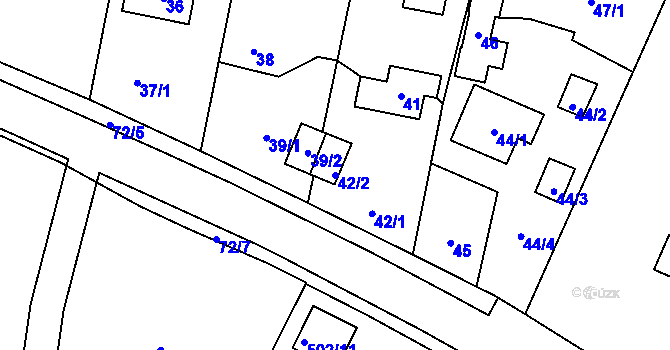 Parcela st. 42/2 v KÚ Křeslice, Katastrální mapa