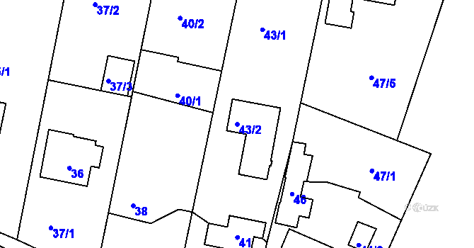 Parcela st. 43/2 v KÚ Křeslice, Katastrální mapa
