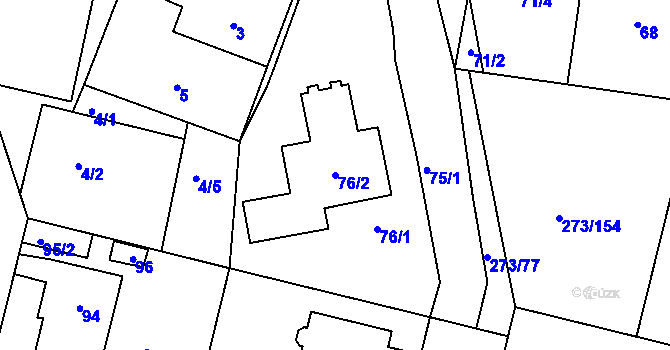 Parcela st. 76/2 v KÚ Křeslice, Katastrální mapa