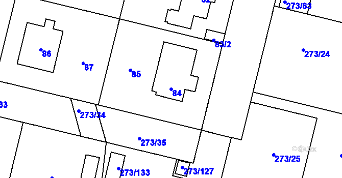 Parcela st. 84 v KÚ Křeslice, Katastrální mapa