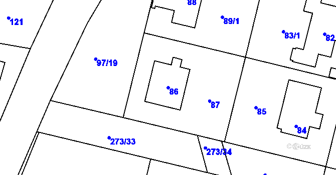 Parcela st. 86 v KÚ Křeslice, Katastrální mapa