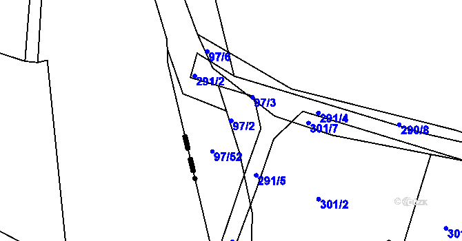 Parcela st. 97/2 v KÚ Křeslice, Katastrální mapa