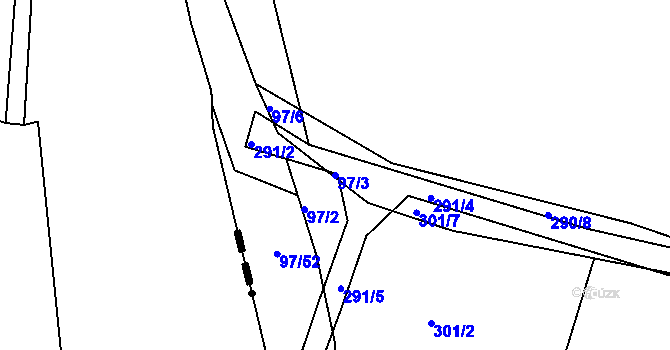 Parcela st. 97/3 v KÚ Křeslice, Katastrální mapa