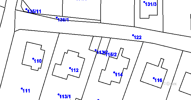 Parcela st. 113/2 v KÚ Křeslice, Katastrální mapa