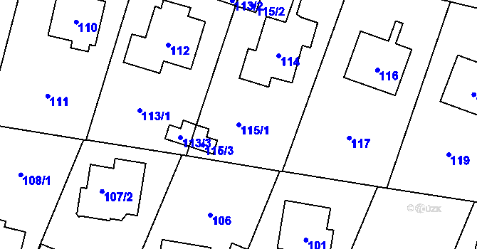 Parcela st. 115/1 v KÚ Křeslice, Katastrální mapa