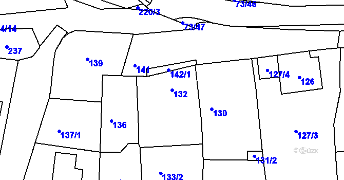 Parcela st. 132 v KÚ Křeslice, Katastrální mapa