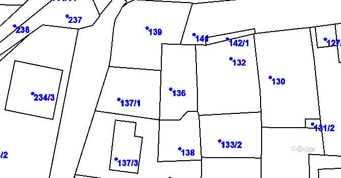 Parcela st. 136 v KÚ Křeslice, Katastrální mapa