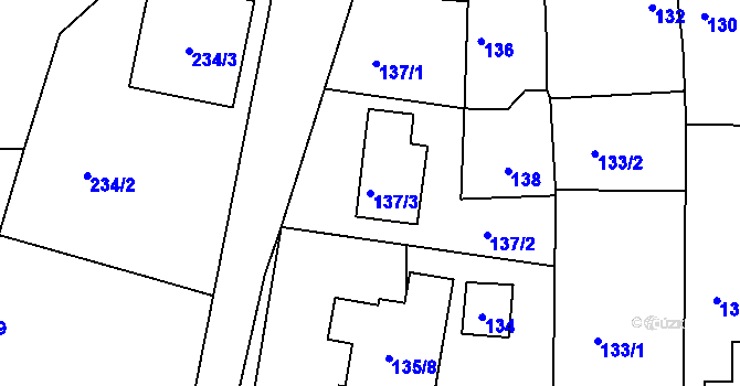 Parcela st. 137/3 v KÚ Křeslice, Katastrální mapa