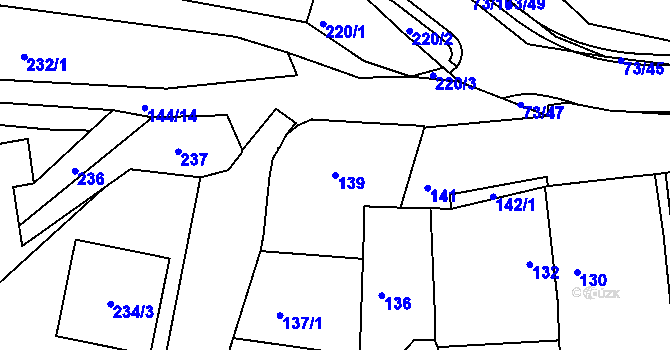 Parcela st. 139 v KÚ Křeslice, Katastrální mapa