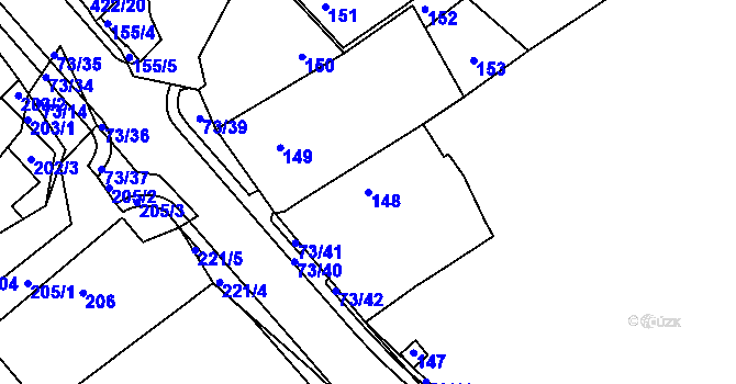 Parcela st. 148 v KÚ Křeslice, Katastrální mapa