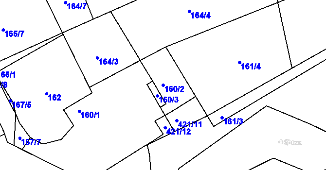 Parcela st. 160/2 v KÚ Křeslice, Katastrální mapa