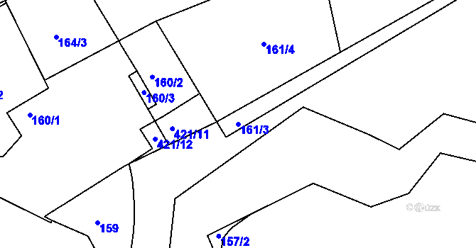 Parcela st. 161/3 v KÚ Křeslice, Katastrální mapa