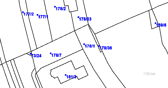 Parcela st. 178/1 v KÚ Křeslice, Katastrální mapa