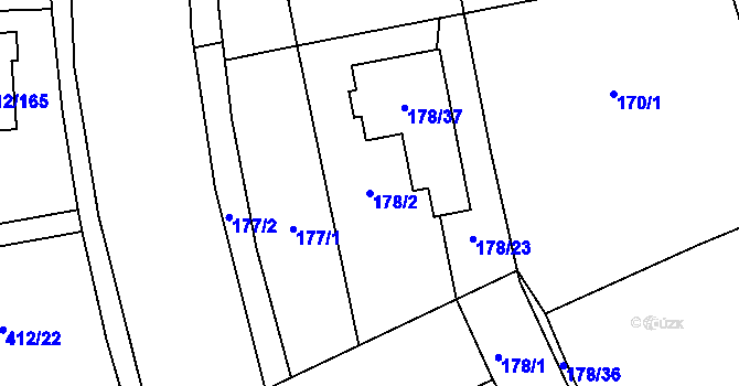 Parcela st. 178/2 v KÚ Křeslice, Katastrální mapa