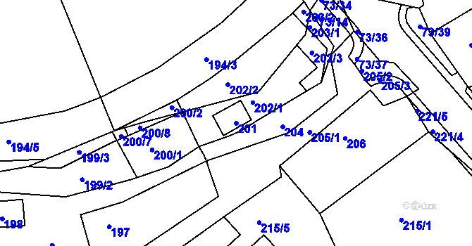 Parcela st. 201 v KÚ Křeslice, Katastrální mapa