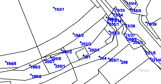 Parcela st. 202/2 v KÚ Křeslice, Katastrální mapa