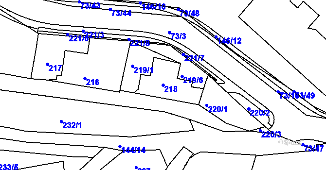 Parcela st. 218 v KÚ Křeslice, Katastrální mapa