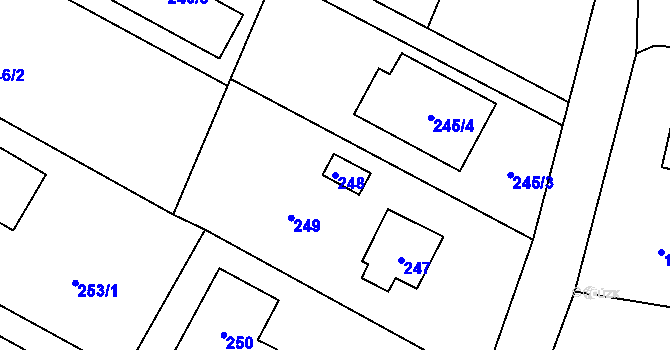 Parcela st. 248 v KÚ Křeslice, Katastrální mapa