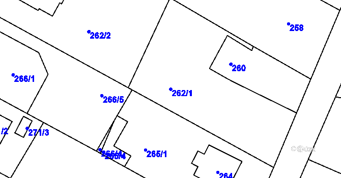 Parcela st. 262/1 v KÚ Křeslice, Katastrální mapa