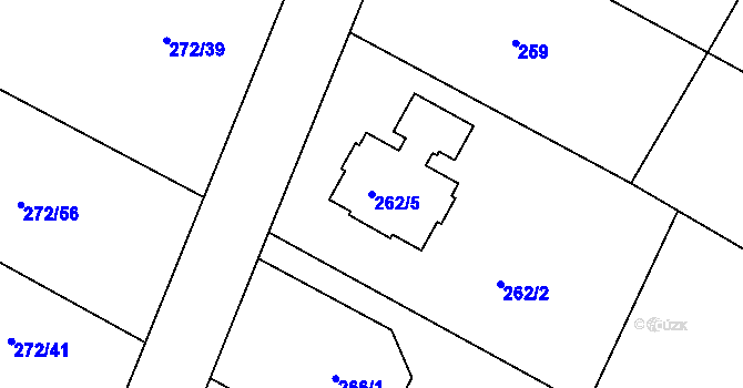 Parcela st. 262/5 v KÚ Křeslice, Katastrální mapa