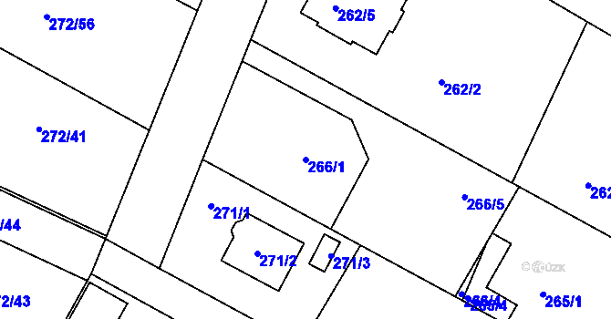 Parcela st. 266/1 v KÚ Křeslice, Katastrální mapa