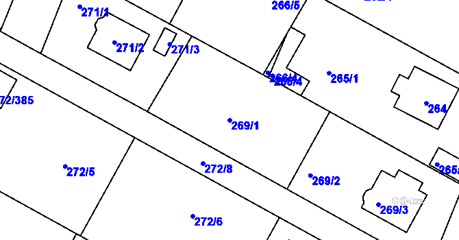 Parcela st. 269/1 v KÚ Křeslice, Katastrální mapa