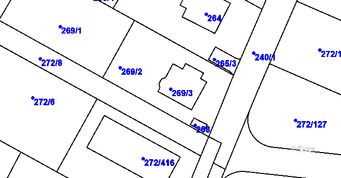 Parcela st. 269/3 v KÚ Křeslice, Katastrální mapa