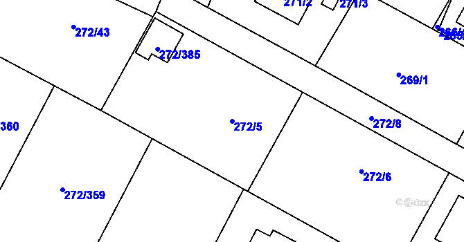 Parcela st. 272/5 v KÚ Křeslice, Katastrální mapa