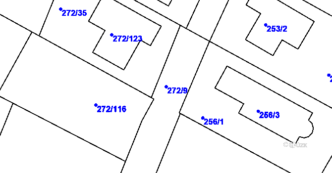 Parcela st. 272/9 v KÚ Křeslice, Katastrální mapa