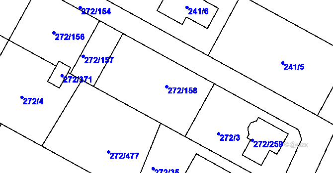 Parcela st. 272/158 v KÚ Křeslice, Katastrální mapa