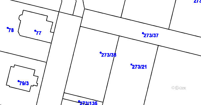 Parcela st. 273/38 v KÚ Křeslice, Katastrální mapa